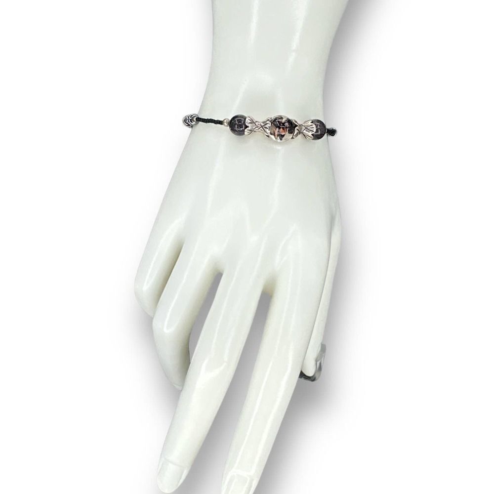 Sterling Silver Glass Beads Bracelet Heart Padlock Lobster Clasps